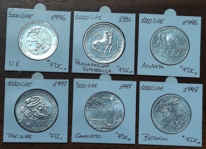 Italië, Italiaanse Republiek. Lotto di 6 monete Commemorative