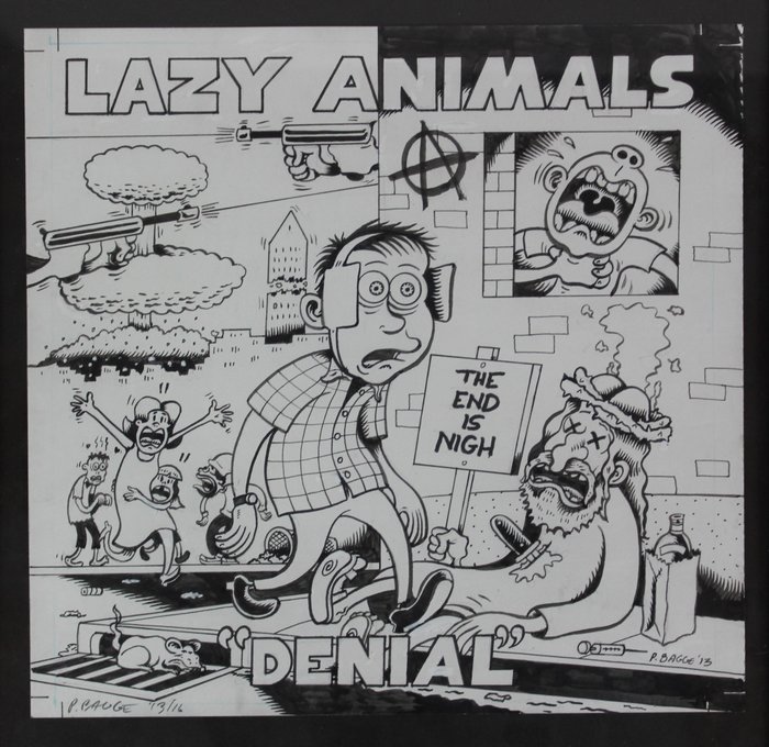 Peter Bagge - Originele tekening van cover - Lazy Animals + single - (2013)