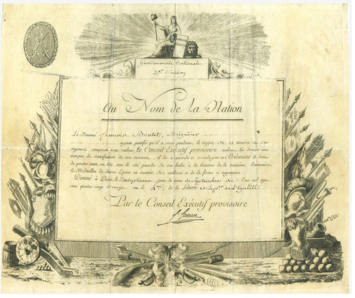 Garde Nationale - Brevet Révolution Française - 1792