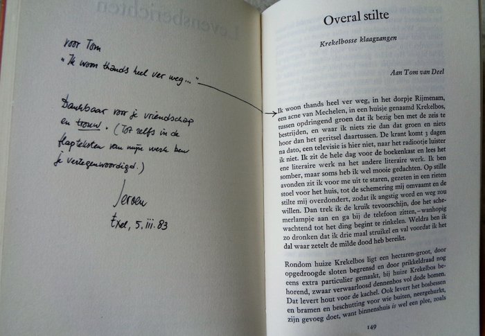 Gesigneerd; Jeroen Brouwers - Verhalen en levensberichten [Met twee opdrachten aan Tom van Deel] - 1983