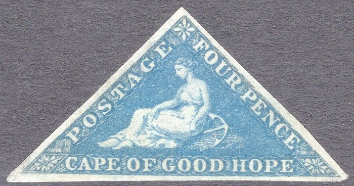 Kaap de Goede Hoop - 1853 4d Blue slightly Blued Paper.  Superb LMM Sg 4a.  Cat Value £2000 - Sg 4a