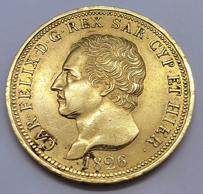 Italië, Koninkrijk Sardinië. Carlo Felice di Savoia (1821-1831). 80 Lire 1826 Torino