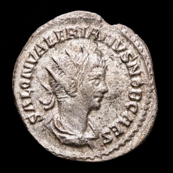 Roman Empire. Saloninus (AD 260). Silvered Æ Antoninianus,  Samosata - SPES PVBLICA - Saloninus and Spes