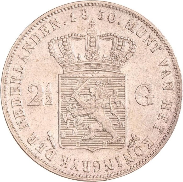 Nederland. Willem III (1849-1890). 2 1/2 Gulden 1850