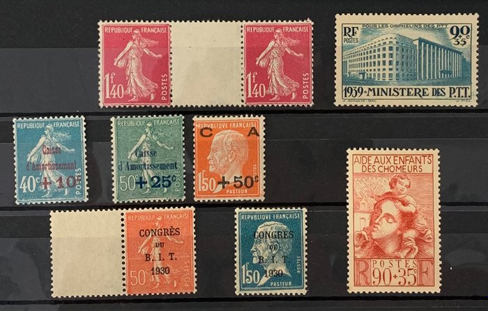 Frankrijk - Very nice pre-war lot, including ‘Caisse d'Amortissement’ stamps, quote: €280 - Yvert n° 196, 246/48, 264/65, 424 et 428