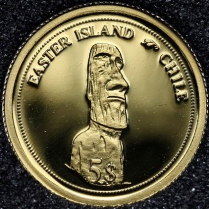 Fidji. Queen Elizabeth II. 5 Dollars 2006 IRB 'Easter Island - Chile' with a Certificate of Authenticity