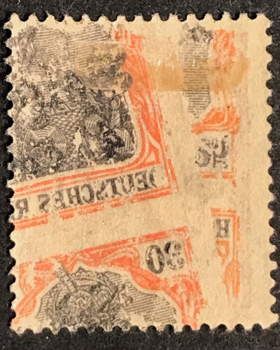 Belgique 1914 - Occupation stamp Belgium 10c on 10pf with print of the 30pf on the back - OBP OC14