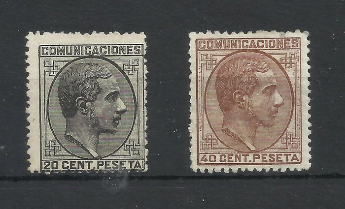 Espagne 1878 - Alfonso XII. Values of 20 and 40 cts. - Edifil 193 + 195