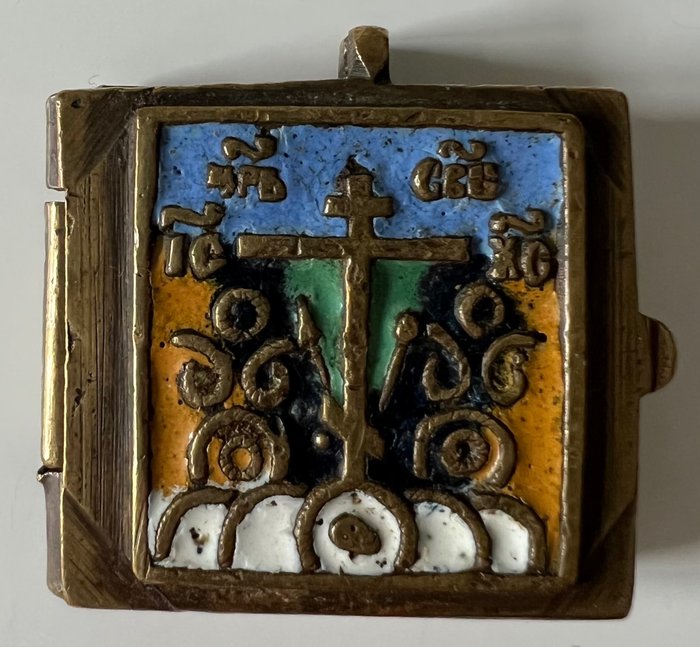 Icoon, Reis-icoon, Tweeluik – Brons, Emaille – 19e eeuw