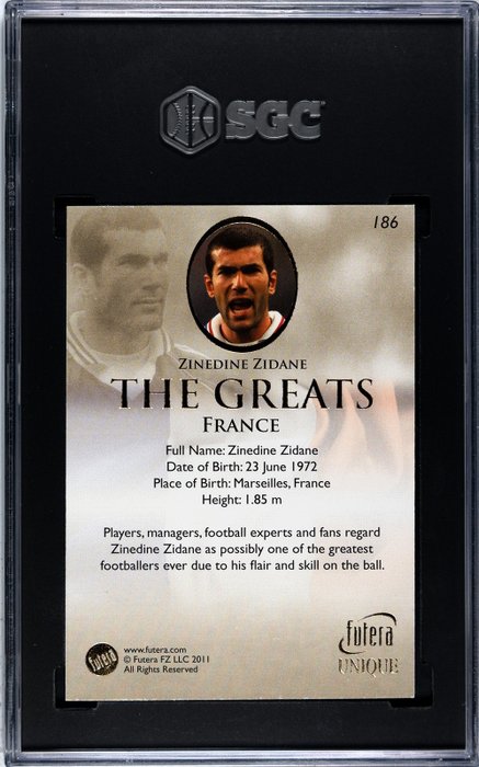 2011 Futera Unique Greats Soccer Card France ZIDANE Mint 