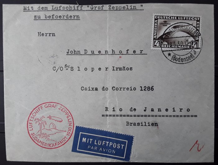 Empire allemand - Zeppelin document - Südamerikafahrt 1930