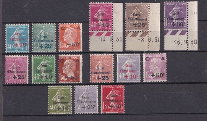France 1927/1931 - Caisse d'Amortissement, le 5 series petit format completes - Yvert entre 246 & 277