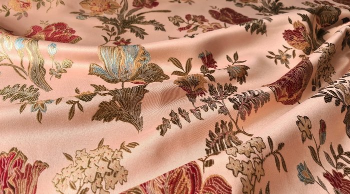 美麗的 San Leucio 粉紅色布料 - 10.00 x 1.40 米 - 室內裝潢織物  - 10 m - 1.4 m