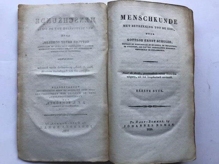 Gottlob Ernst Schulze - Menschkunde met betrekking tot de Ziel - 1829