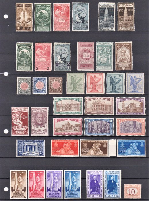 Italy Kingdom 1890/1934 - Selection of 38 values of the period of which 11 complete sets and 1 variety