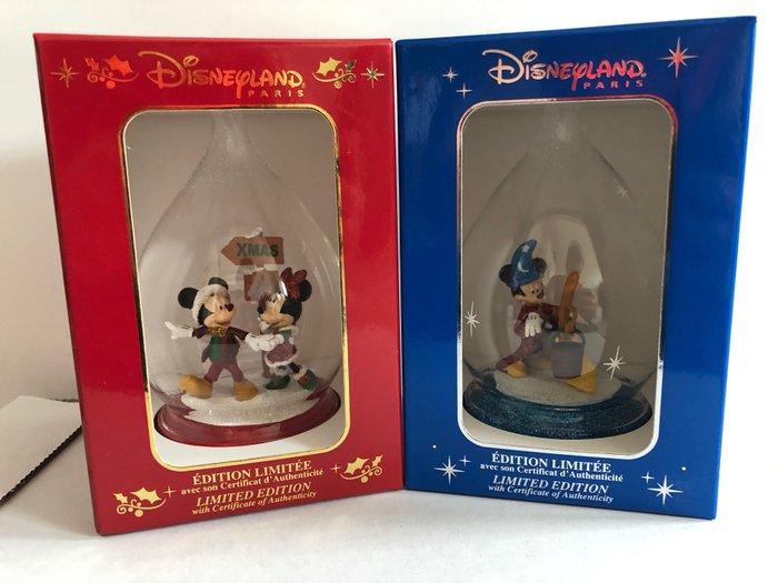 Disneyland Paris - 2 Ornaments - Limited edition - Mickey & Minnie Christmas + Mickey Mouse - Fantasia