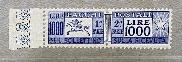 Italienische Republik 1954 - Pacchi postali L. 1000 Cavallino - Sassone N. 81