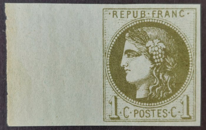 France 1870 - Bordeaux, 1 c. olive report 2, signé Roumet - Yvert 39B