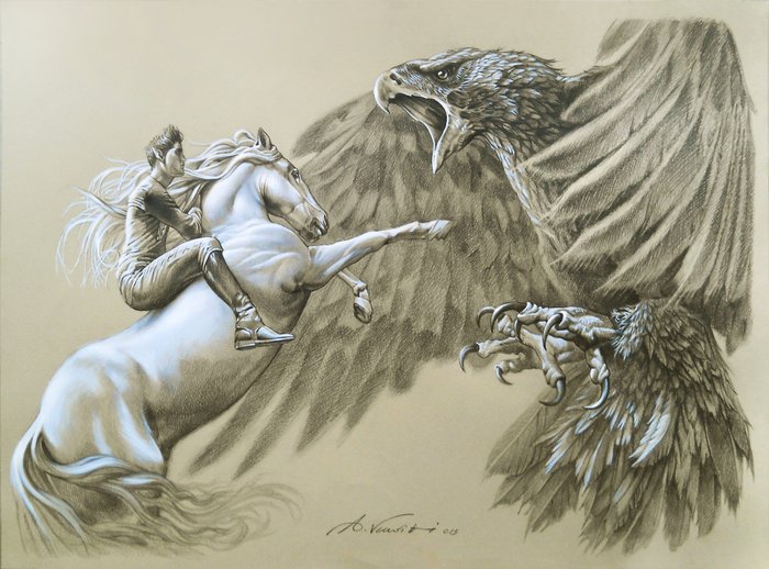 Antonello Venditti - Edhelvor vs Grifagno 50 x 70 cm - Page volante - Exemplaire unique (2015)