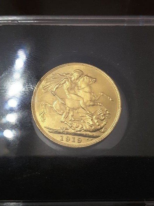 Vereinigtes Königreich. Sovereign 1919 Sterlina in Oro Gr. 7,988 - Georgius V