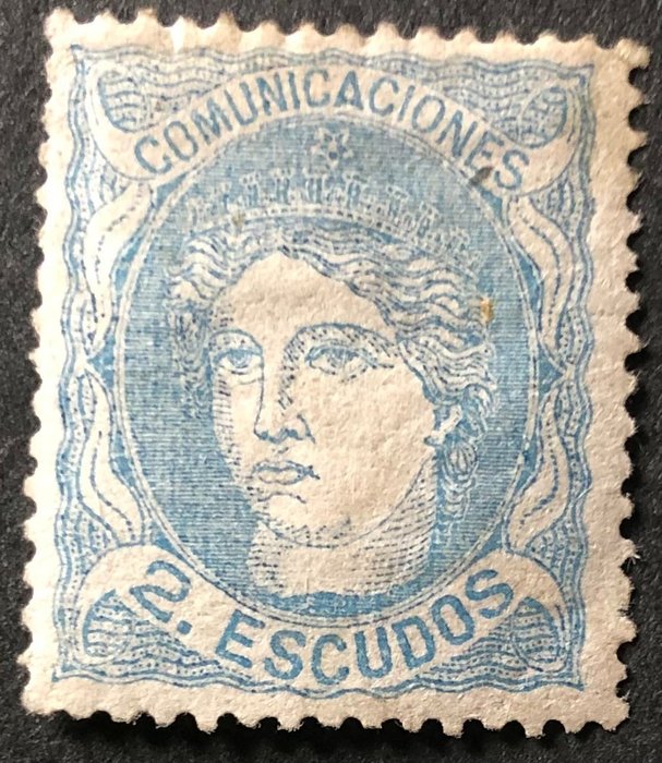 Espagne 1870 - Provisional Government. 2 escudos, blue. - Edifil Nº 112