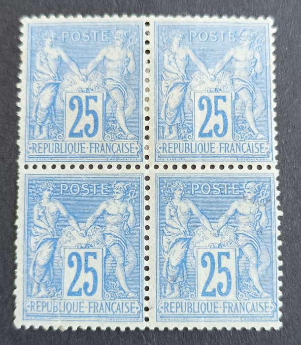 France 1876 - Block of four (4 x 25 centimes)/Yvert catalogue value: €2.850.00 - Yvert n° 78