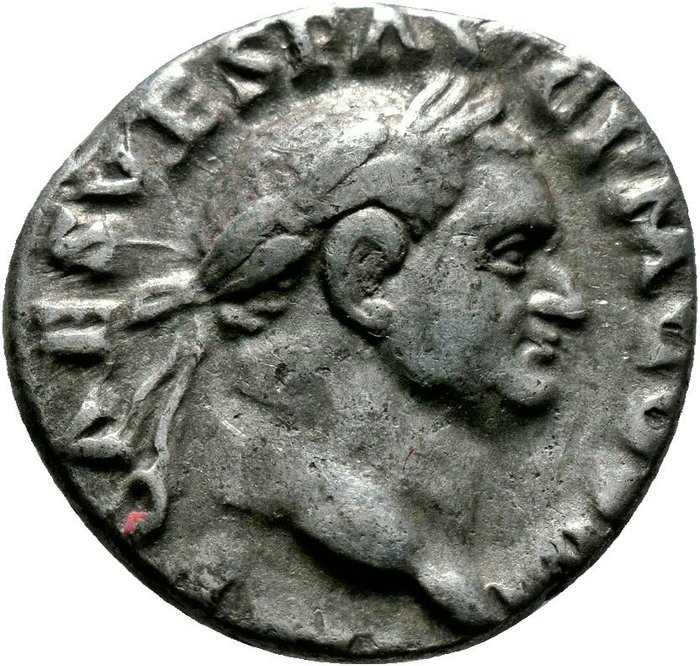 Roman Empire. Vespasian (AD 69-79). AR Denarius,  Rome - Priestly implements