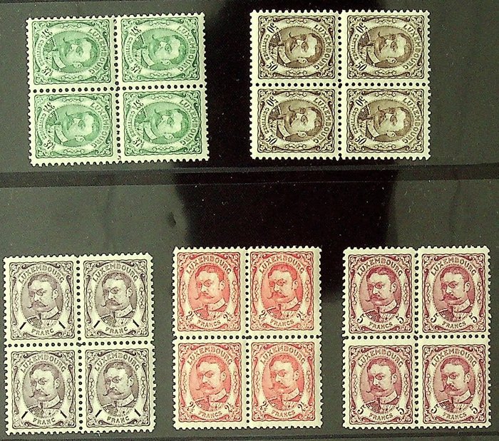 Luxembourg 1882/1906 - Various better classic stamps in blocks of four