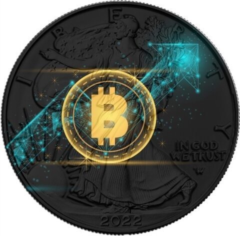 USA. 1 Dollar 2022 -  American Eagle - "Bitcoin Chart" - Colorized - 1 Oz with COA
