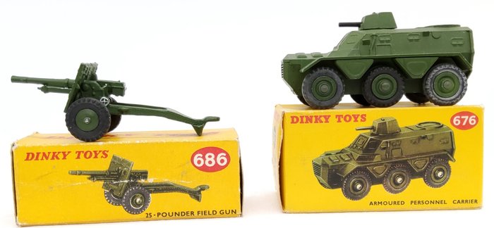 Dinky Toys - 1:43 - Armoured Personnel Carrier / 25 Pounder Field gun - ref. 676 / 686