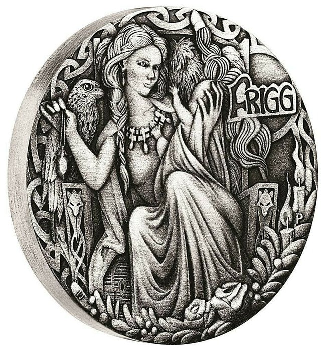 Tuvalu. 1 Dollar 2017 - Norse Goddesses Frigg High Relief - 2 oz with COA ad BOX