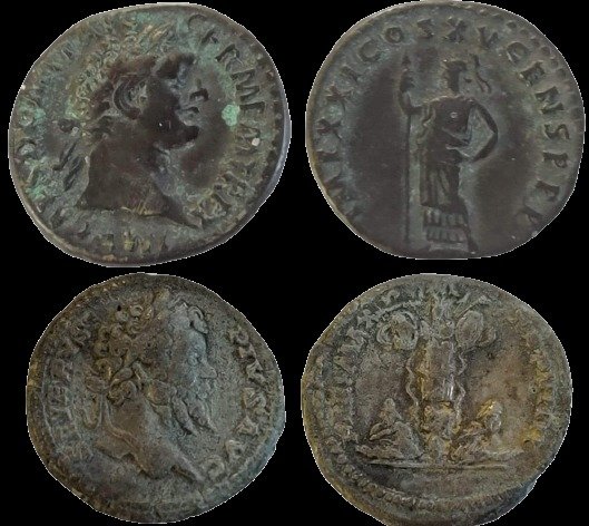 Roman Empire. Lot of 2 coins,  Domitian (AD 81-96), Limes Denarius; Septimius Severus (AD 193-211), AR Denarius