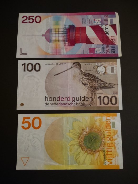 Netherlands - 50, 100 and 250 Gulden 1977/1985 - PL 83, 104, 110