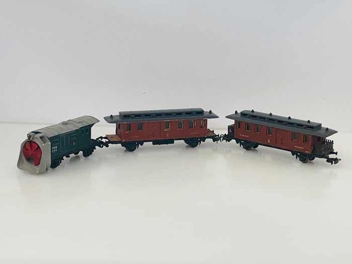 Pocher H0 - X-1022 SBB CFF, 3884 - Passenger carriage - 2 matching and Snowplow wagon - SBB-CFF, SJ