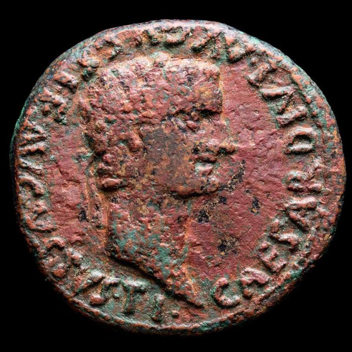 Hispania, Caesaraugusta, Roman Empire. Tiberius (AD 14-37). Æ As,  Zaragoza - Priest ploughing with yoke of oxen CCA. Around M CATO L VETTIACVS / II VIR.