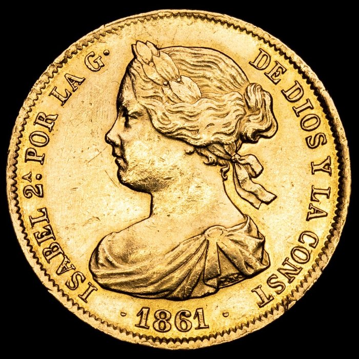 Spanje. Isabel II (1833-1868). 100 Reales Madrid, 1861