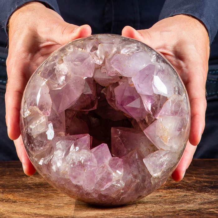Κορυφαίας ποιότητας Amethyst Sphere - Cave Geode - Ύψος: 160 mm - Πλάτος: 160 mm- 4260 g
