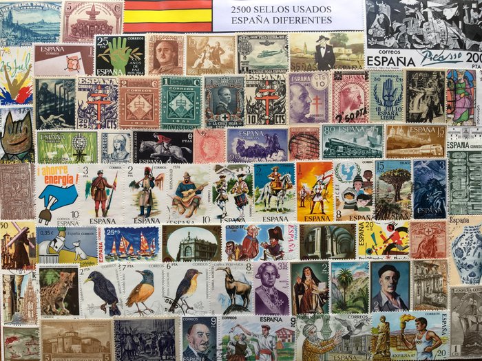 Espagne 1855/2000 - Collection of 2,000 different stamps from Spain