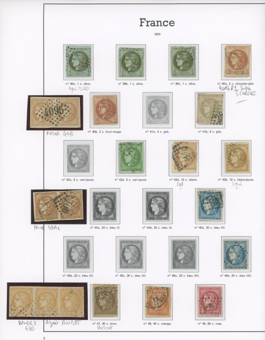 France 1870/1874 - QUOTE: +12000 - A beautiful collection of classic stamps, Ceres Bdx and 3rd French - Entre les n°39 et 60