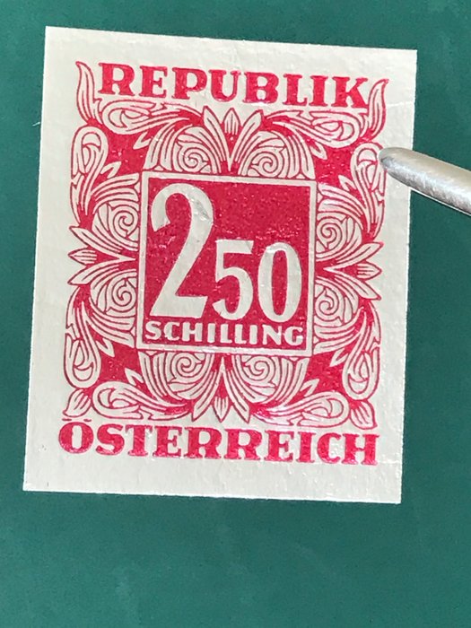 Oostenrijk 1949 - 2,50 Schilling op zilverfolie met fotocertificaat Soecknick - Michel 255PU