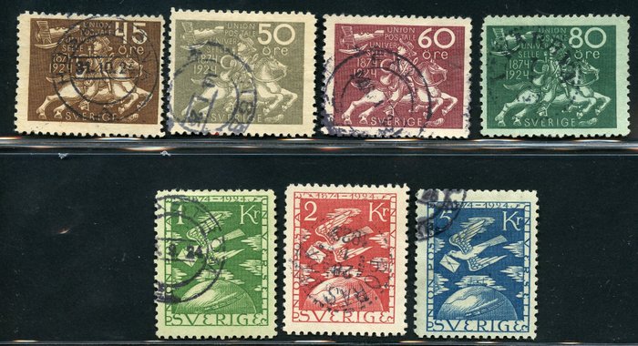 Sweden 1924 - Postal Congress and 50th anniversary of the U.P.U. - Unificato NN. 163A/77 - 178/182