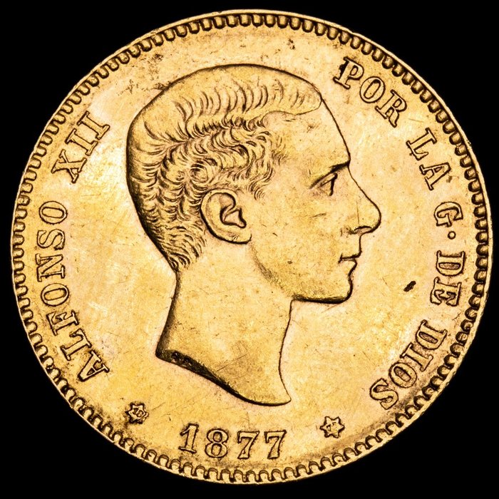 Spanje. Alfonso XII. 25 Pesetas - 1877. DE-M