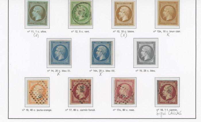 Frankrijk 1860/1870 - Quote: over 10000 - A lovely collection of classic Napoleon stamps including No. 18 signed Calves - Entre les n°11 et 38