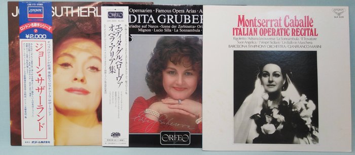 Montsserat Caballe . Joan Sutherland . Edita Gruberova - Opera vocal selection on 3 LP Albums - LP Album - 1985/1972