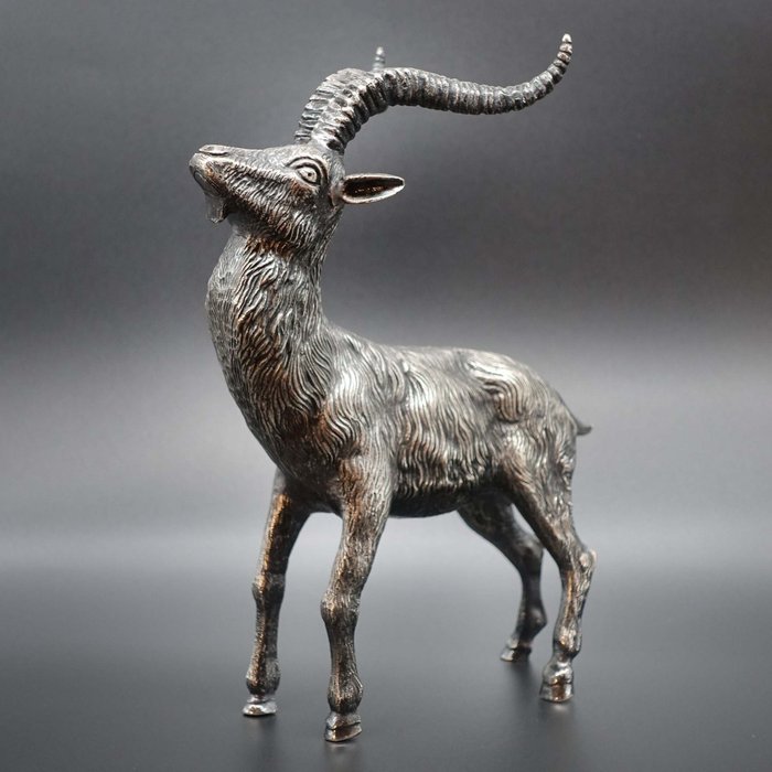 Figura di capra - 25 cm (1) - Argento laminato, Alpaca