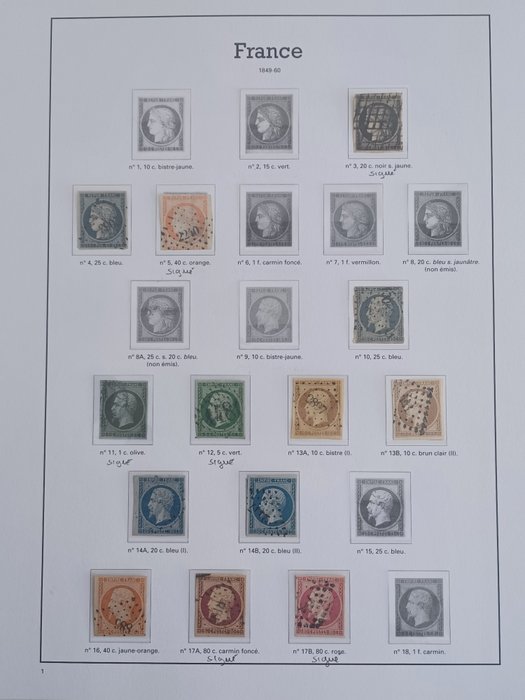 France 1849/1898 - A set consisting of classic stamps from N°3 to N°106 mint*, cancelled, including many signed pieces. - Yvert