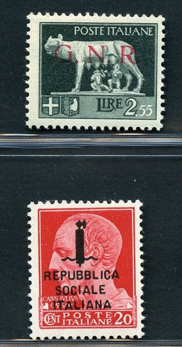 Italien 1943/1944 - Social Republic - two overprinted values - Sassone NN.  483/I - 495/A