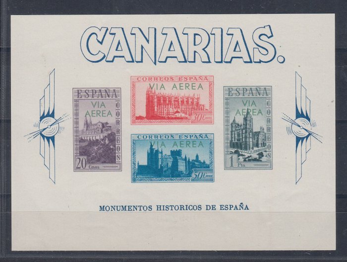 Spanje 1939 - Canary Islands. Airmail. Only 100 copies. CEM certificate. - Edifil 64.