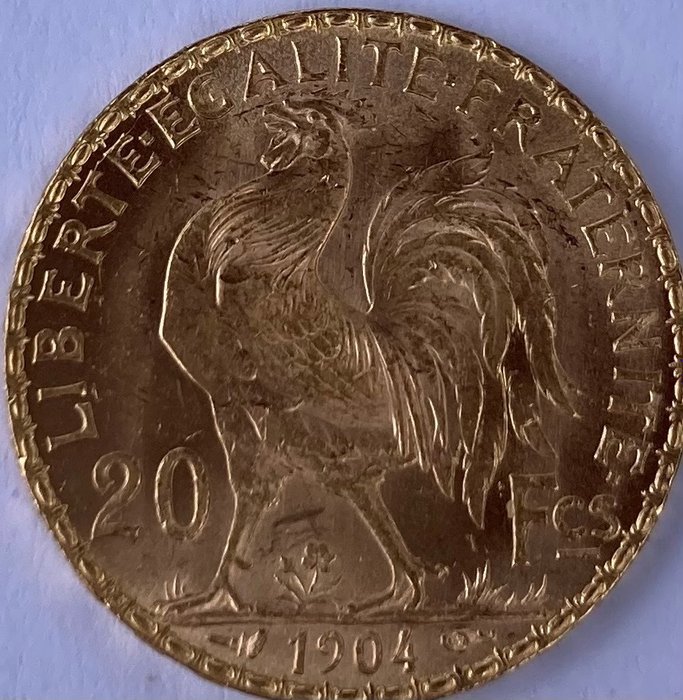 Frankrijk. 20 Francs 1904 'Coq Marianne'