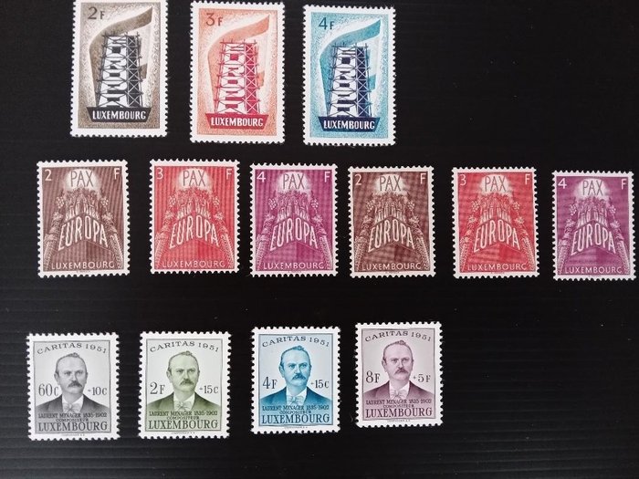 Luxembourg - Contains the 1956 and 1957 Europa NHM. There are 4 minisheets each numbered at foot.